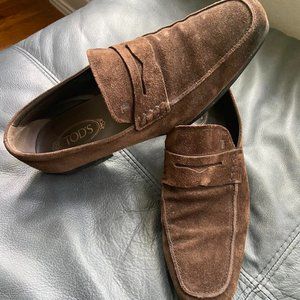 Tod's Gomma Leggera Brown Suede Loafers - Mens Size 9